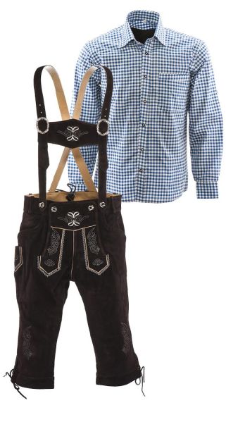 Lederhosen set C (brown pants + blue shirt)