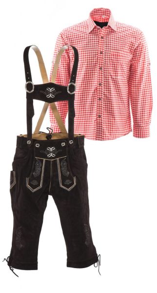 Lederhosen set A (brown pants + red shirt)