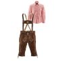 Lederhosen set E (goudbruine broek + rood overhemd)
