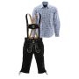 Lederhosen set B (zwarte broek + blauw overhemd)